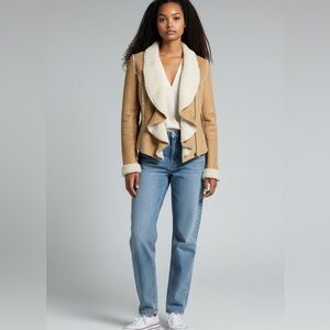 Shop 126 Raquel Alt waterfall front faux suede jacket